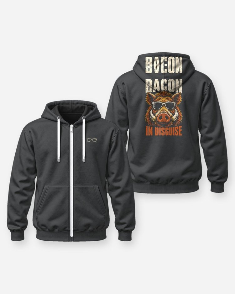 Bacon In Disguise Wild Hog Sunglasses Funny Hunting T-Shirt - Zip Hoodie