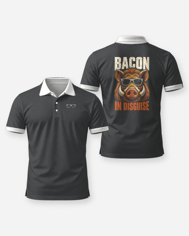 Bacon In Disguise Wild Hog Sunglasses Funny Hunting T-Shirt - Polo