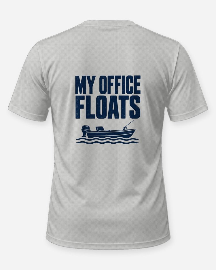 My Office Floats Funny Fishing Boat T-Shirt - back