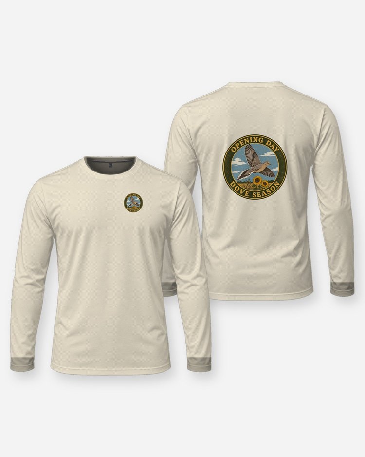 Opening Day Dove Season Mourning Dove Sunflower Badge T-Shirt - Long Sleeve