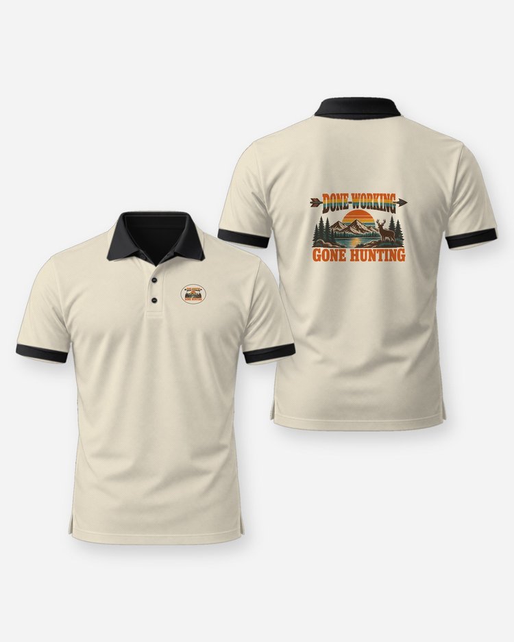 Done Working Gone Hunting Retro Retirement Bowhunter T-Shirt - Polo