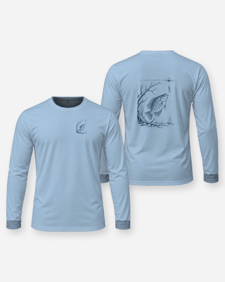 Crappie Under The Bobber Sunken Brush Line Art Fishing T-Shirt - Long Sleeve