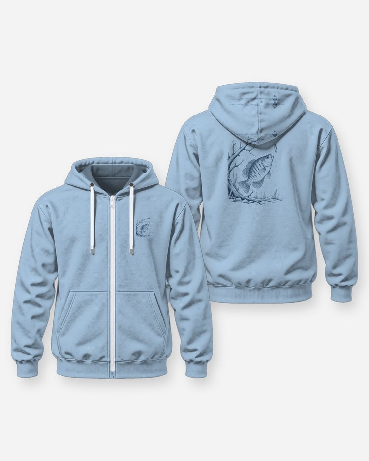 Crappie Under The Bobber Sunken Brush Line Art Fishing T-Shirt - Zip Hoodie