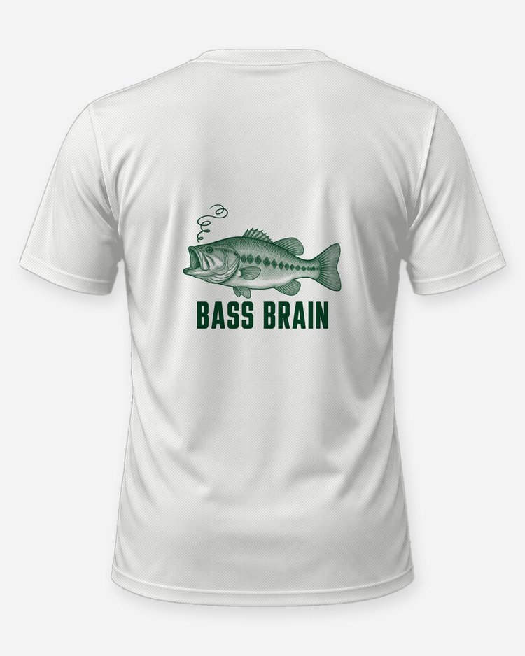 Bass Brain Funny Largemouth Bass Fishing T-Shirt - back