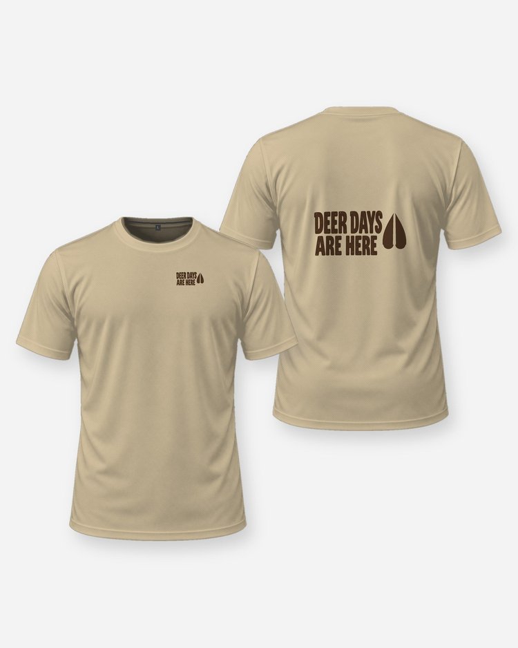 Deer Days Are Here Whitetail Hoofprint Hunting T-Shirt - front and back