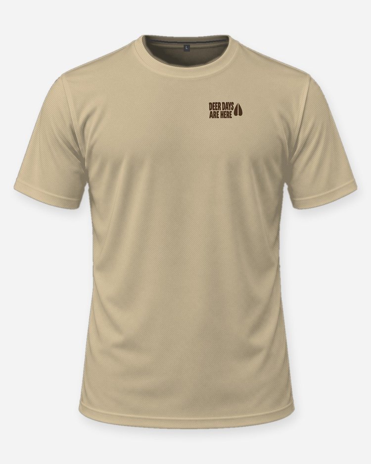 Deer Days Are Here Whitetail Hoofprint Hunting T-Shirt - front
