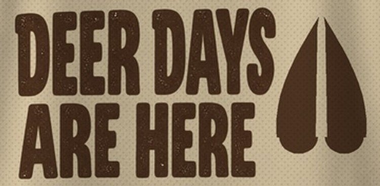 Deer Days Are Here Whitetail Hoofprint Hunting T-Shirt - print close-up