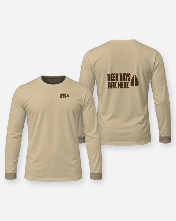 Deer Days Are Here Whitetail Hoofprint Hunting T-Shirt - Long Sleeve