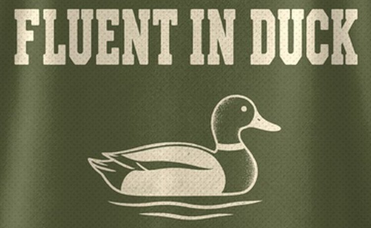 Fluent In Duck Mallard Decoy Duck Hunting T-Shirt - print close-up