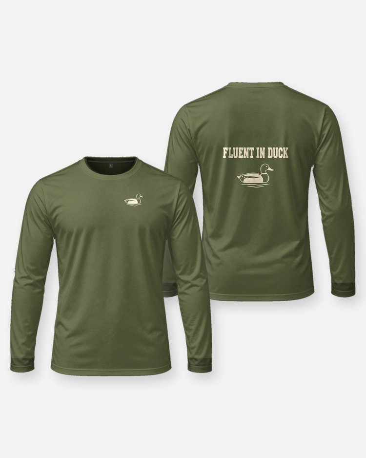 Fluent In Duck Mallard Decoy Duck Hunting T-Shirt - Long Sleeve