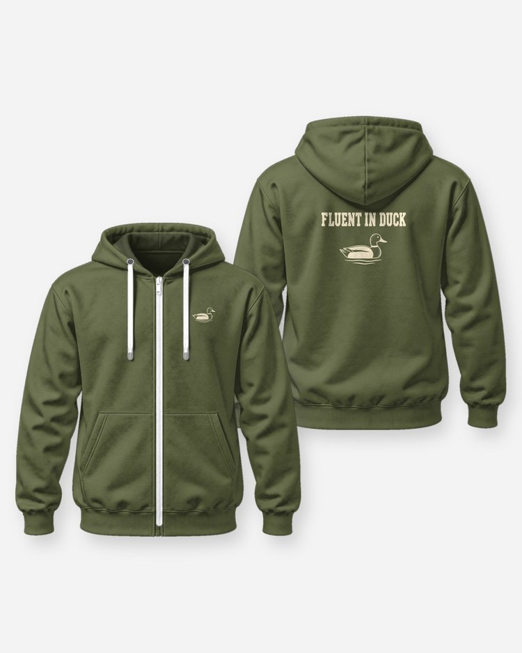 Fluent In Duck Mallard Decoy Duck Hunting T-Shirt - Zip Hoodie