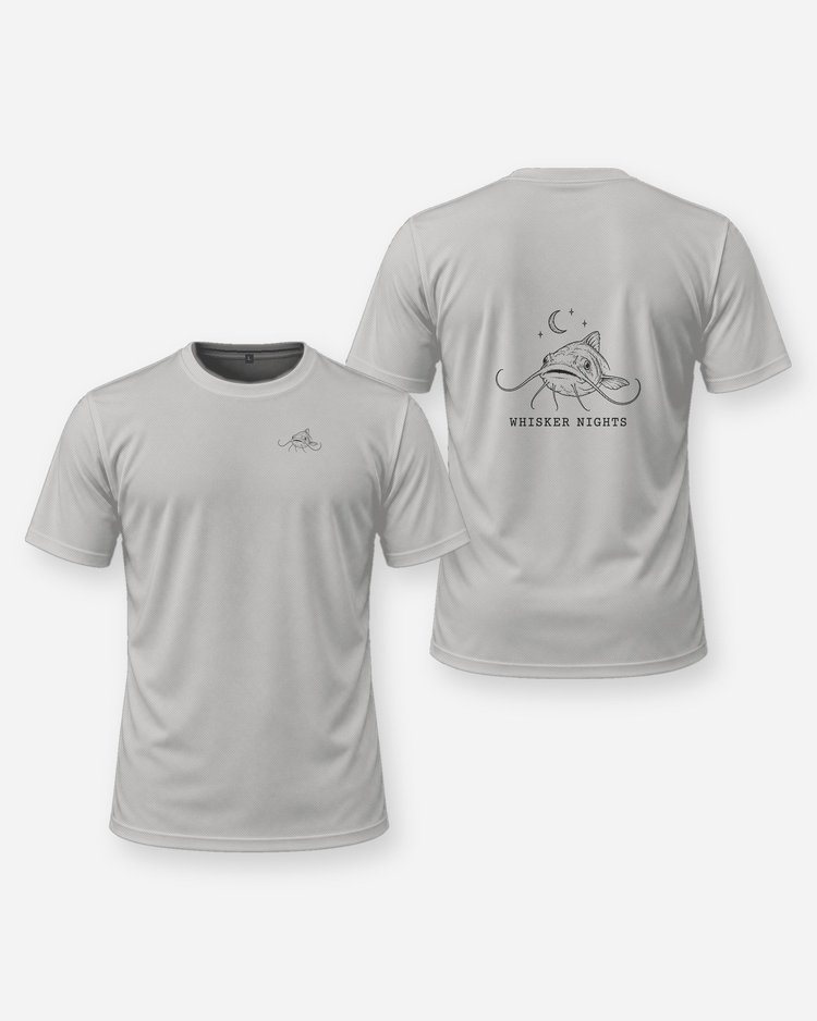 Whisker Nights Channel Catfish Night Fishing T-Shirt - front and back