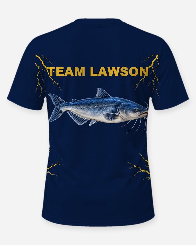 Custom Team Name Blue Catfish Lightning Tournament Jersey - back