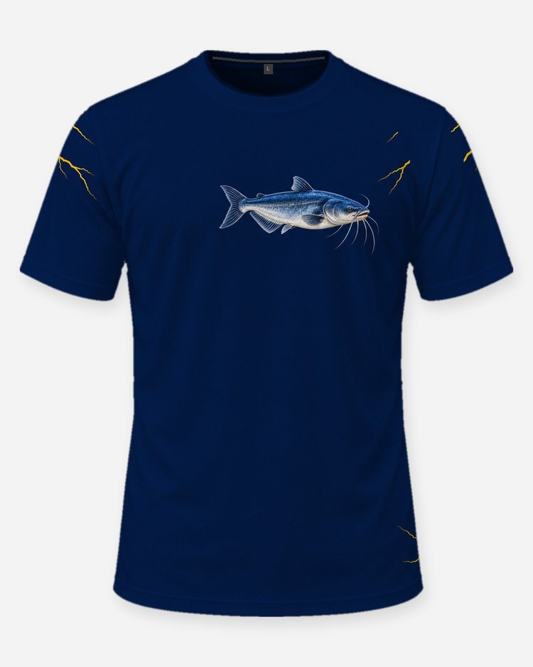Custom Team Name Blue Catfish Lightning Tournament Jersey - front