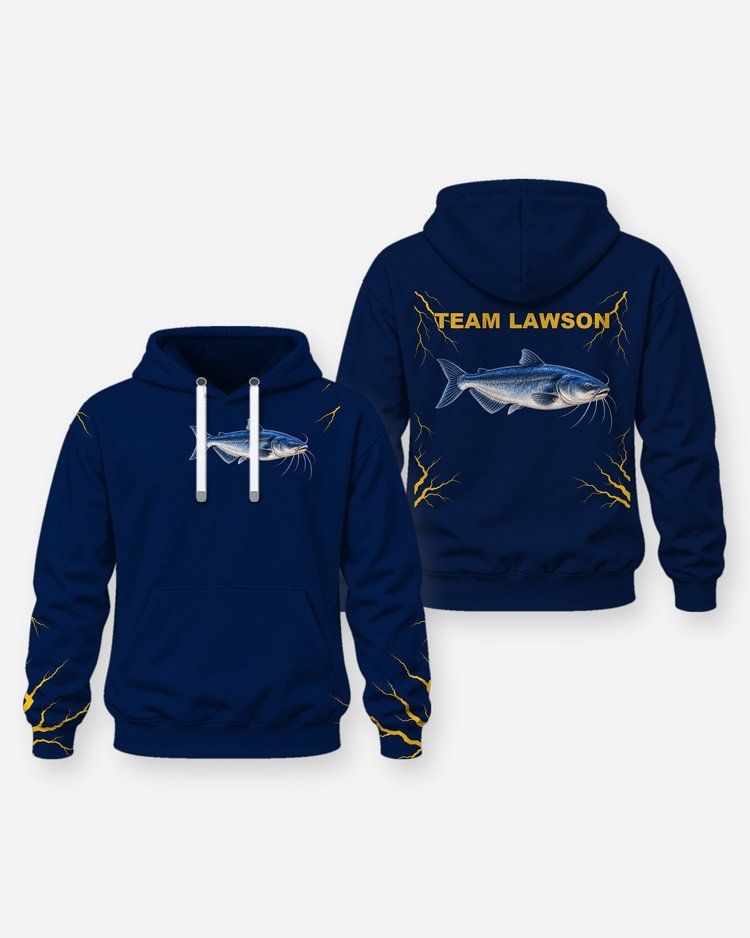 Custom Team Name Blue Catfish Lightning Tournament Jersey - Hoodie