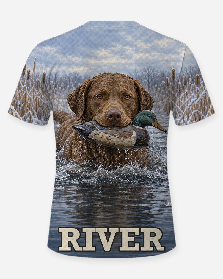 Custom Dog Name Chesapeake Bay Retriever Duck Hunting Shirt - back