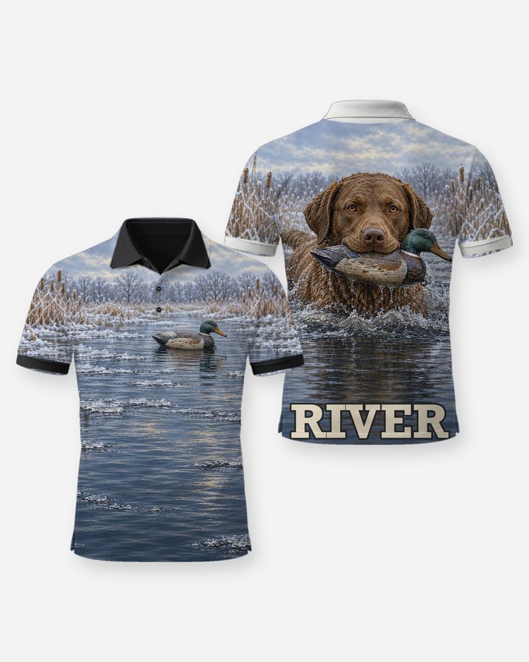 Custom Dog Name Chesapeake Bay Retriever Duck Hunting Shirt - Polo