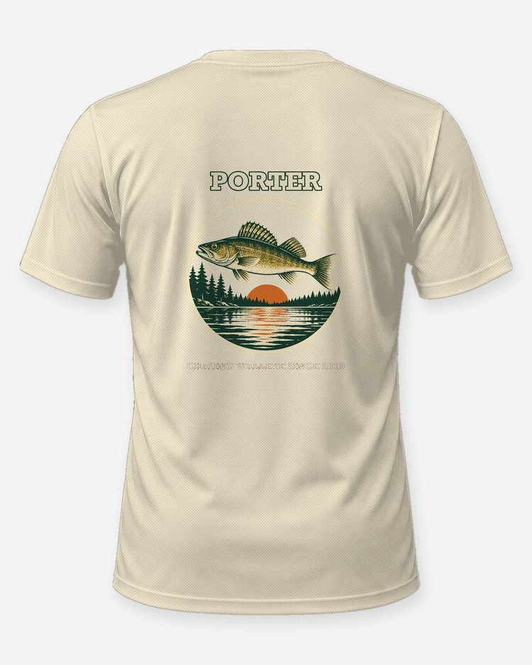 Custom Name Chasing Walleye Since Year Badge T-Shirt - back