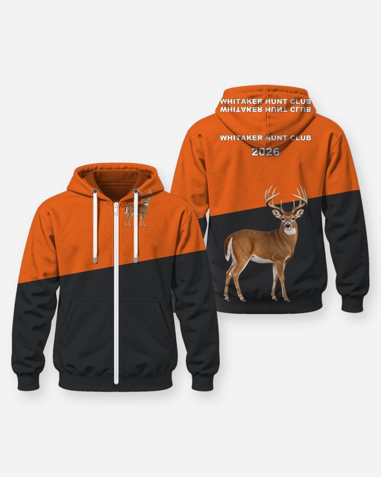 Custom Hunt Club Name Year Whitetail Deer Camp Shirt - Zip Hoodie