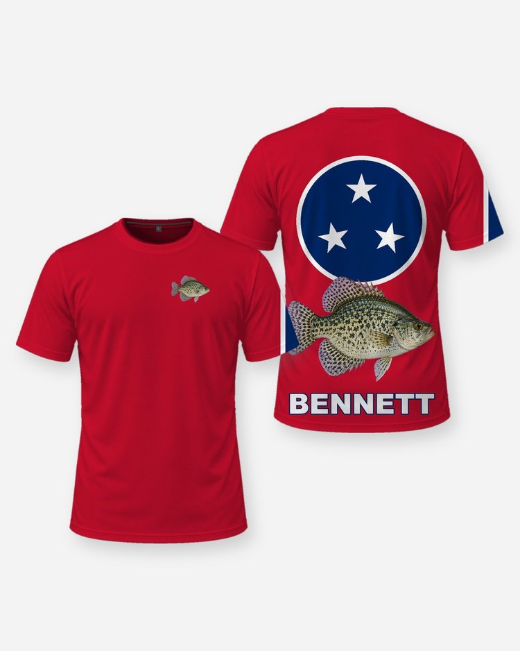 Custom Name Tennessee Flag Crappie Night Fishing Shirt - front and back