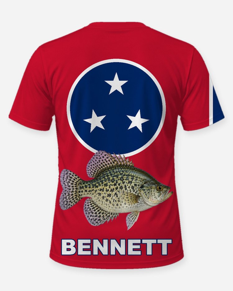 Custom Name Tennessee Flag Crappie Night Fishing Shirt - back