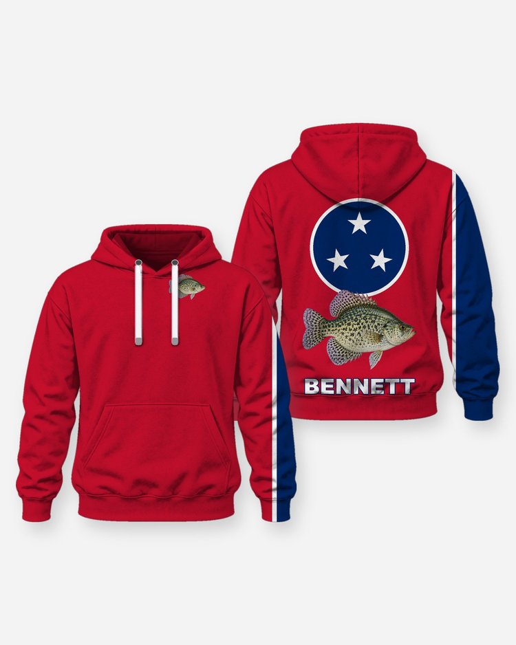 Custom Name Tennessee Flag Crappie Night Fishing Shirt - Hoodie