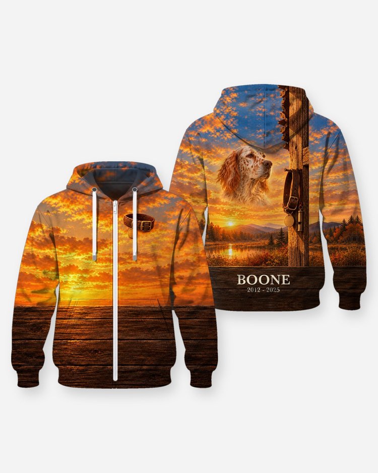 Bird Dog Memorial English Setter Custom Dog Name Shirt - Zip Hoodie