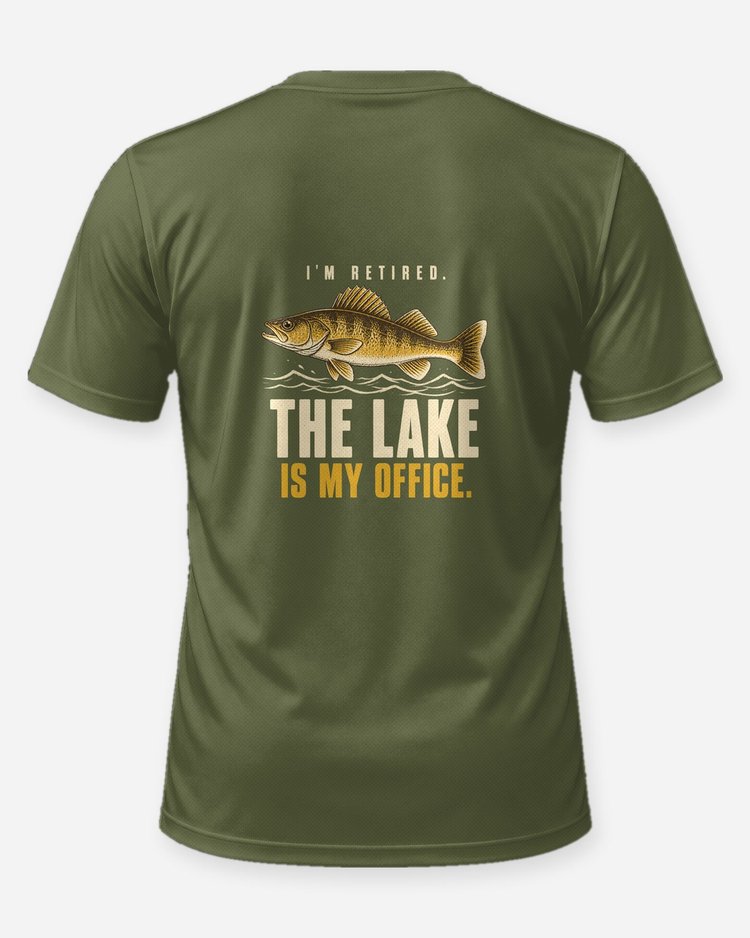 I'm Retired The Lake Is My Office Walleye Fishing T-Shirt - back