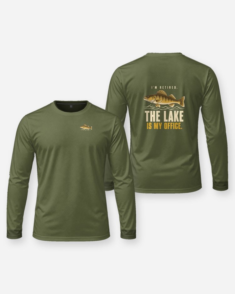 I'm Retired The Lake Is My Office Walleye Fishing T-Shirt - Long Sleeve
