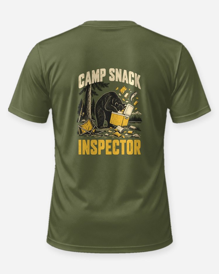 Camp Snack Inspector Funny Black Bear Camping T-Shirt - back