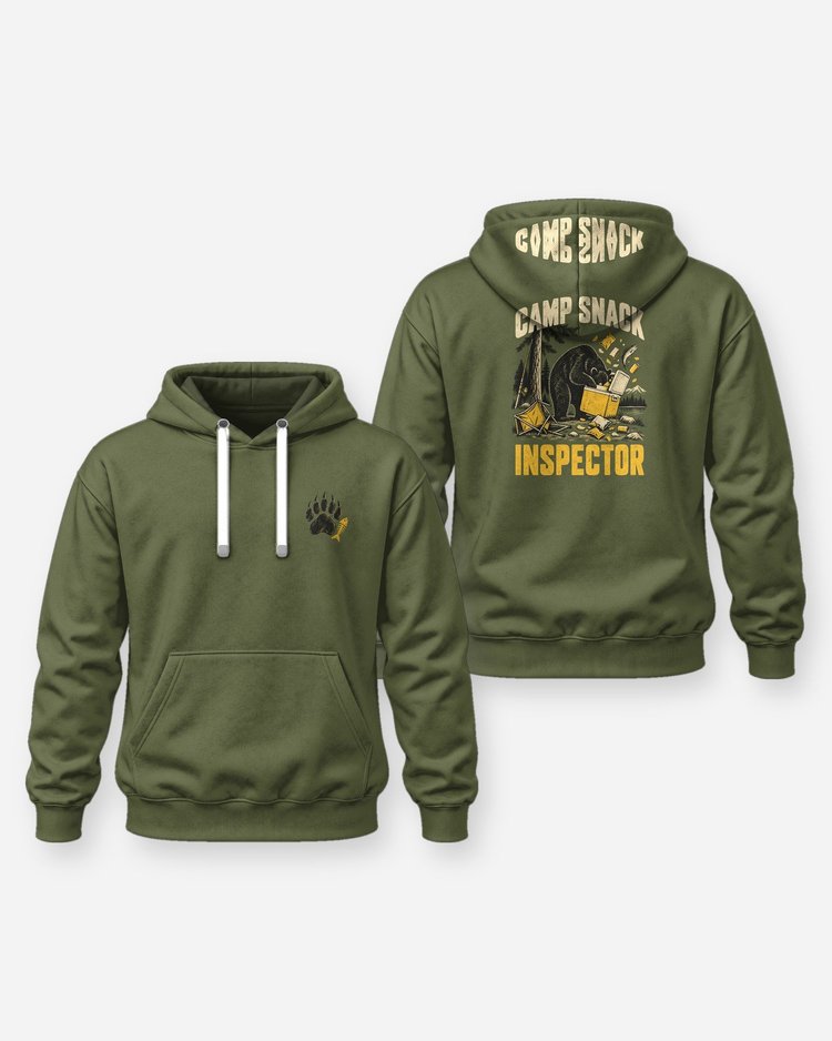 Camp Snack Inspector Funny Black Bear Camping T-Shirt - Hoodie