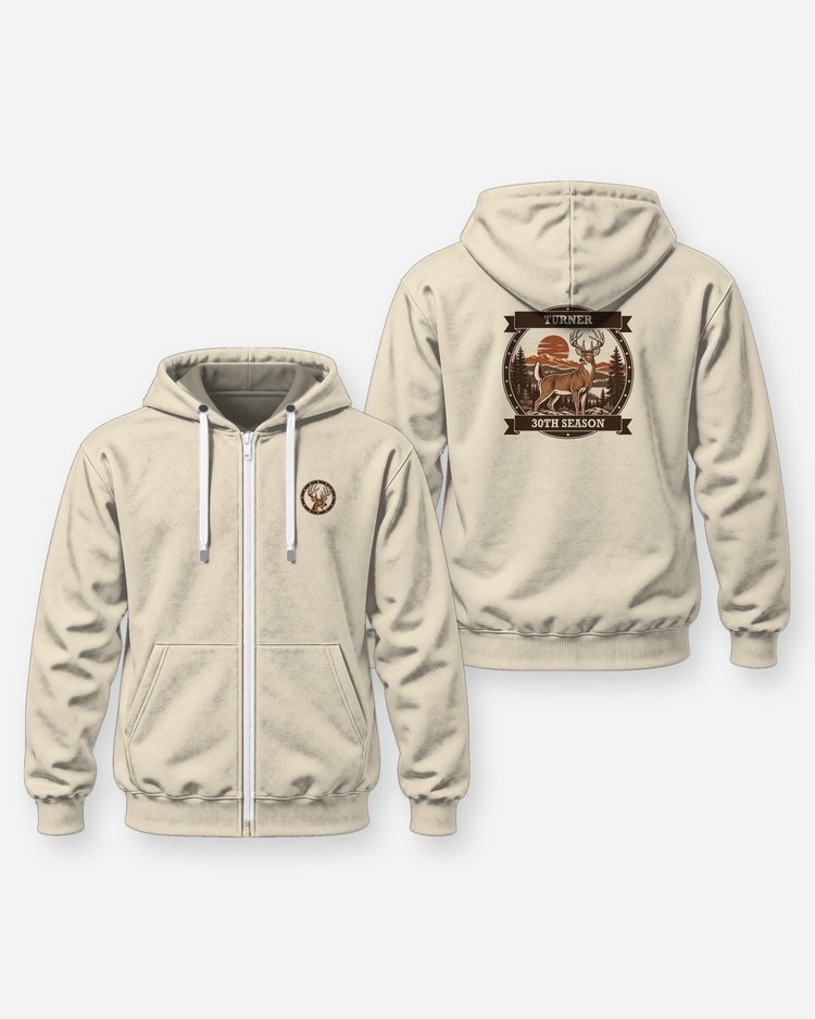 Custom Name Hunting Season Count Whitetail Badge T-Shirt - Zip Hoodie