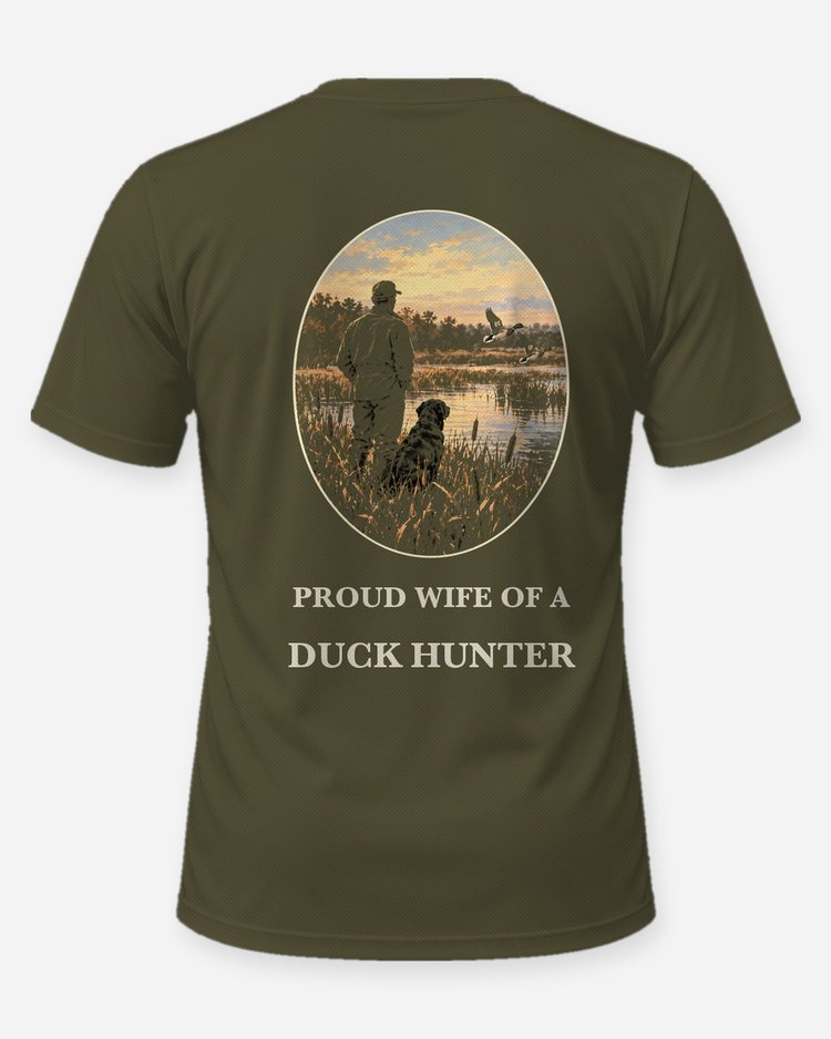 Proud Wife Of A Duck Hunter Vintage Sporting Art Shirt - back