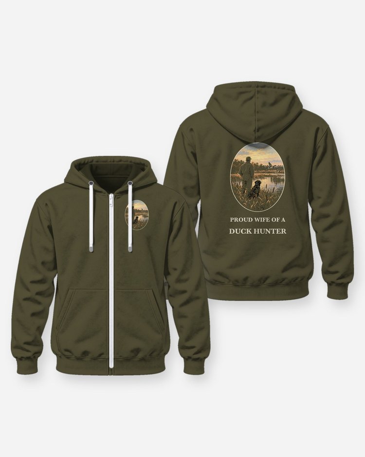 Proud Wife Of A Duck Hunter Vintage Sporting Art Shirt - Zip Hoodie