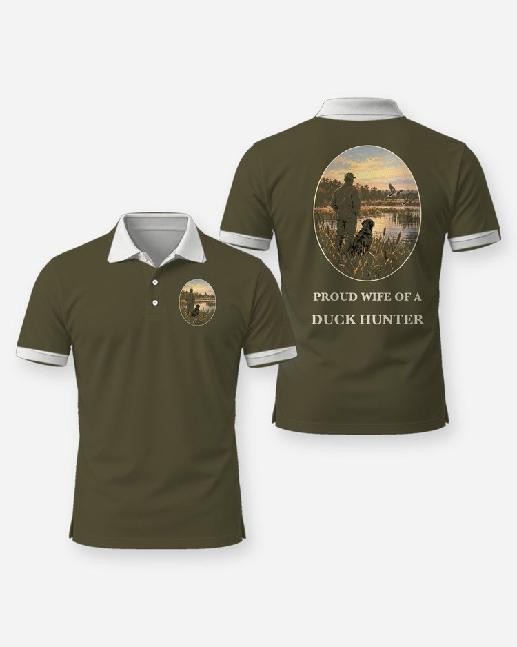 Proud Wife Of A Duck Hunter Vintage Sporting Art Shirt - Polo