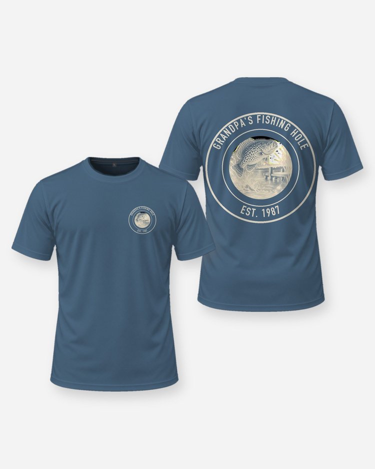 Grandpa's Fishing Hole Crappie Seal Custom Year Shirt - front and back