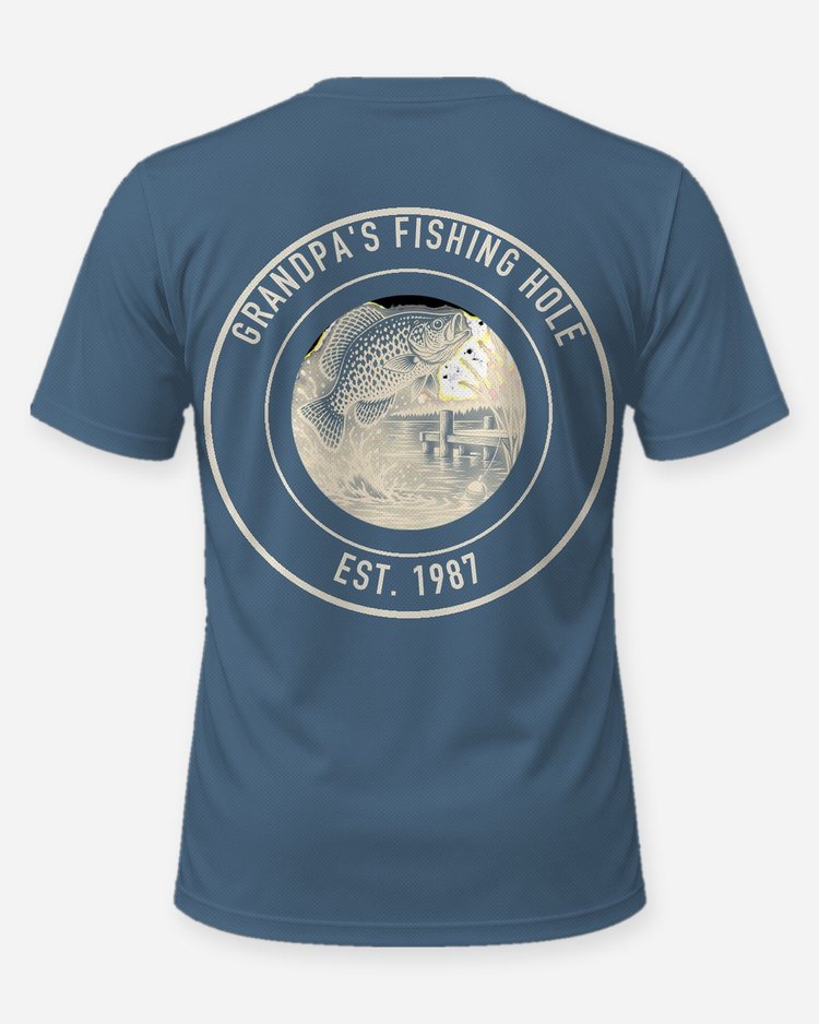 Grandpa's Fishing Hole Crappie Seal Custom Year Shirt - back