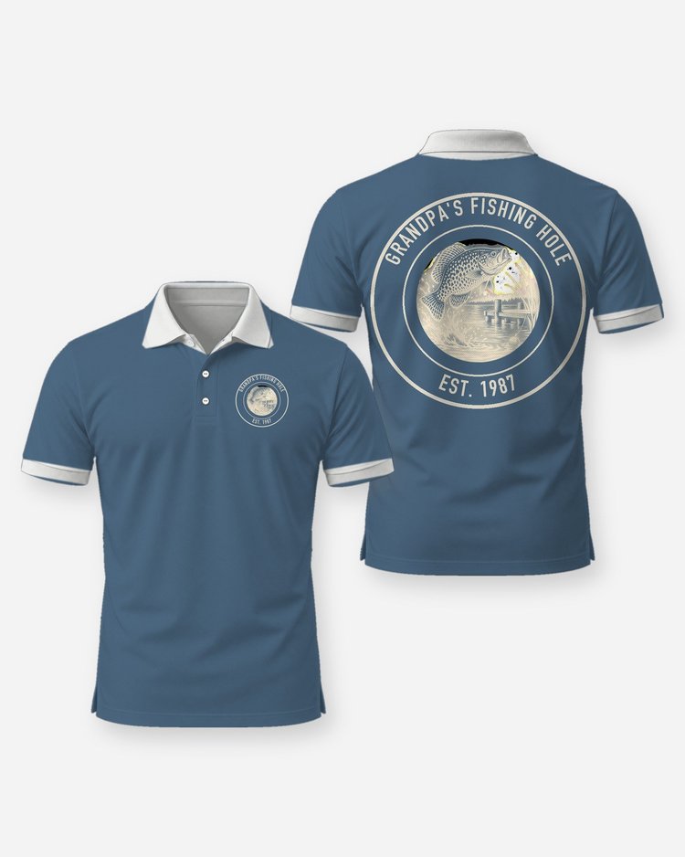 Grandpa's Fishing Hole Crappie Seal Custom Year Shirt - Polo