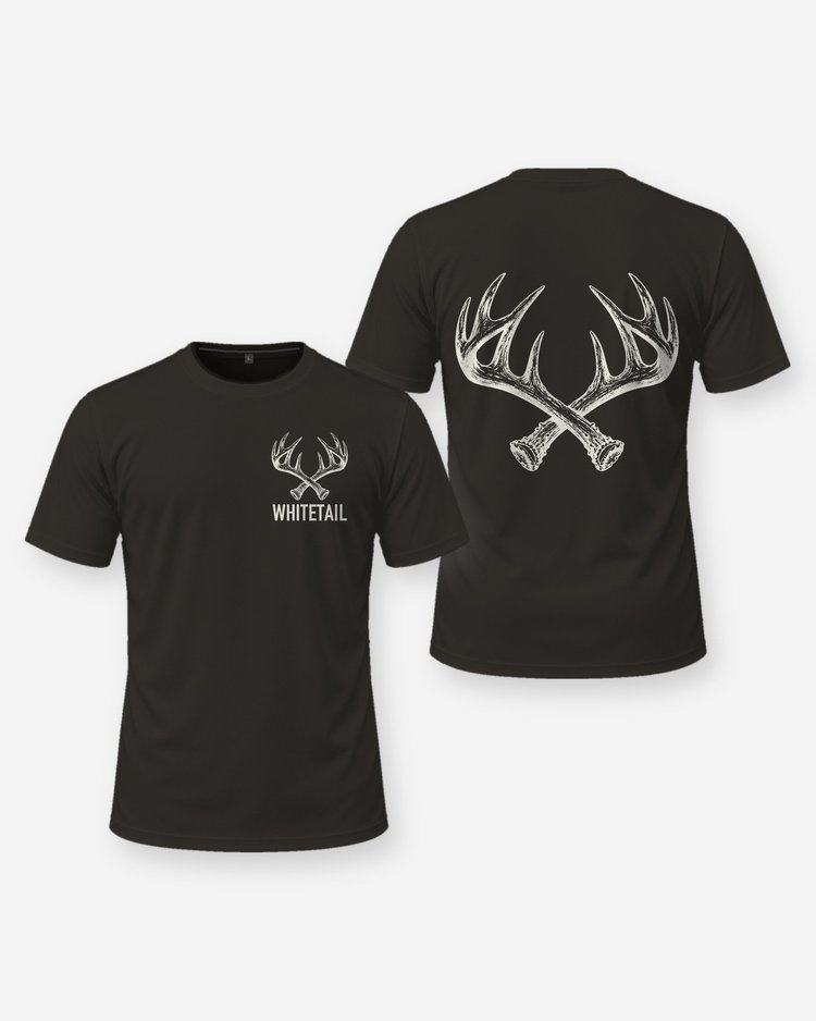 Whitetail Antler Sheds Tonal Minimal Hunting Shirt - front and back