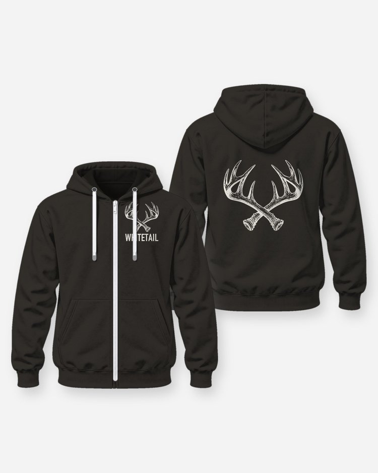 Whitetail Antler Sheds Tonal Minimal Hunting Shirt - Zip Hoodie