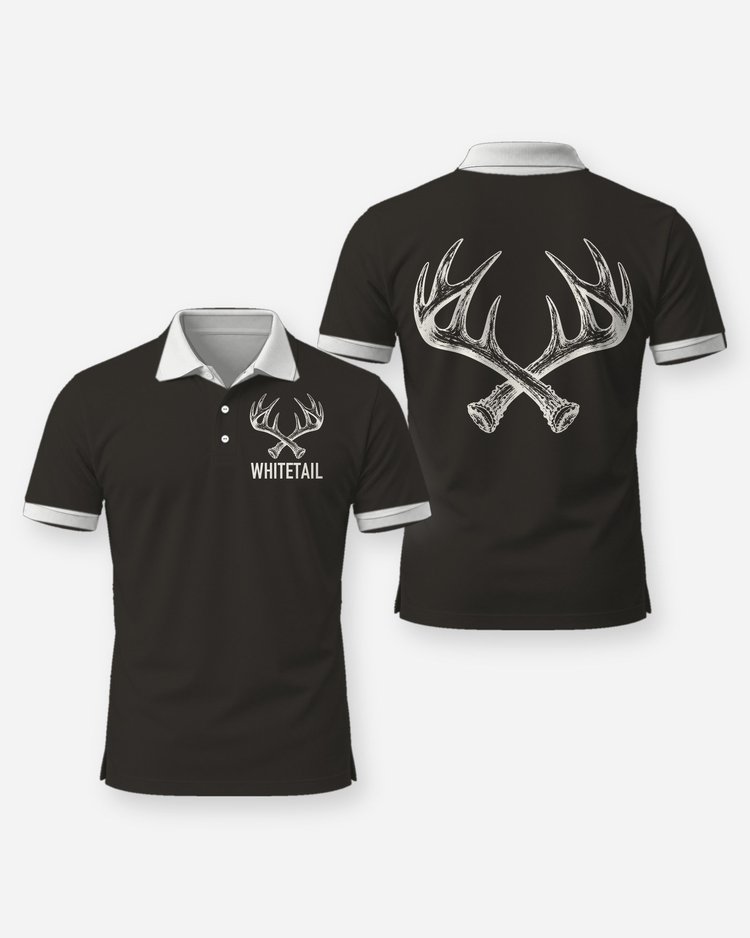 Whitetail Antler Sheds Tonal Minimal Hunting Shirt - Polo