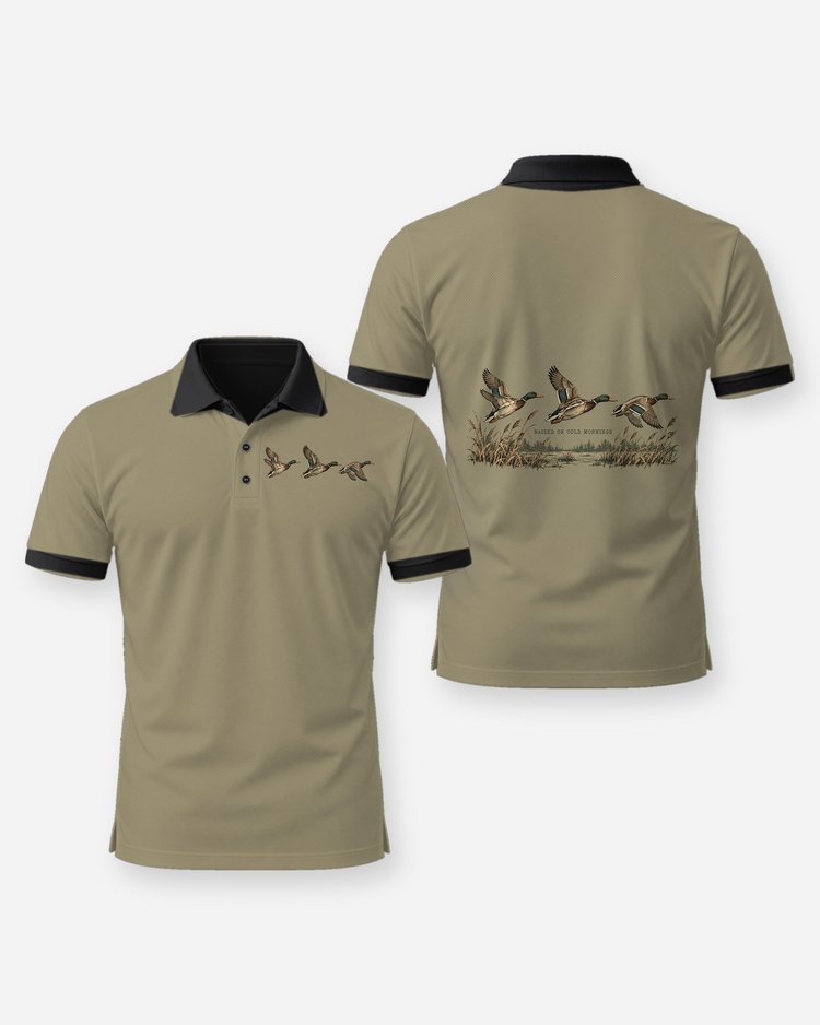 Raised On Cold Mornings Mallard Vintage Yoke Hunting Shirt - Polo