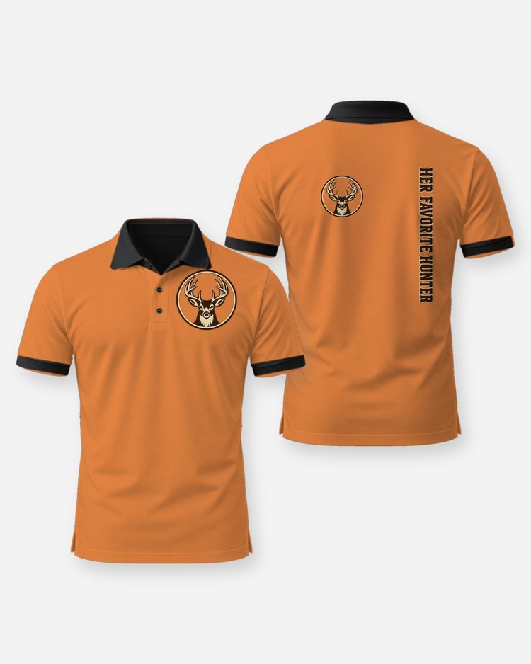 Her Favorite Hunter Whitetail Seal Sleeve Print Shirt - Polo