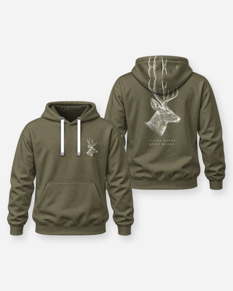 Mule Deer Steady Hands Quiet Woods Tonal Hunting T-Shirt - Hoodie