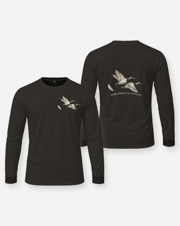 Your Stories Fly With Us Canvasback Duck Memorial Hunting Shirt - Long Sleeve