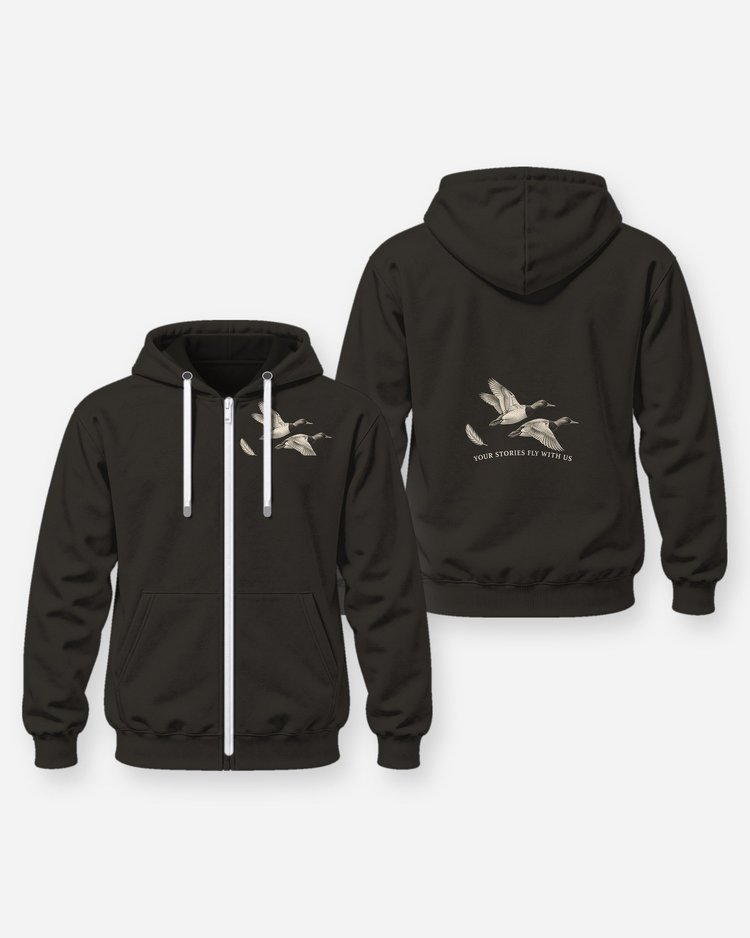 Your Stories Fly With Us Canvasback Duck Memorial Hunting Shirt - Zip Hoodie