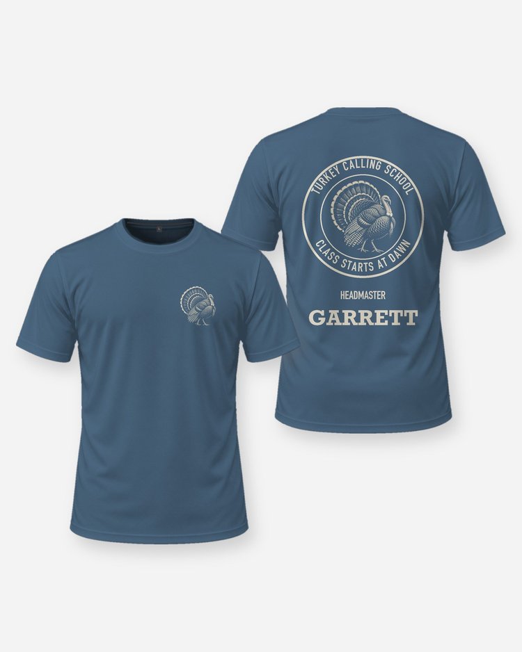 Turkey Calling School Headmaster Custom Name Hunting Shirt - front and back