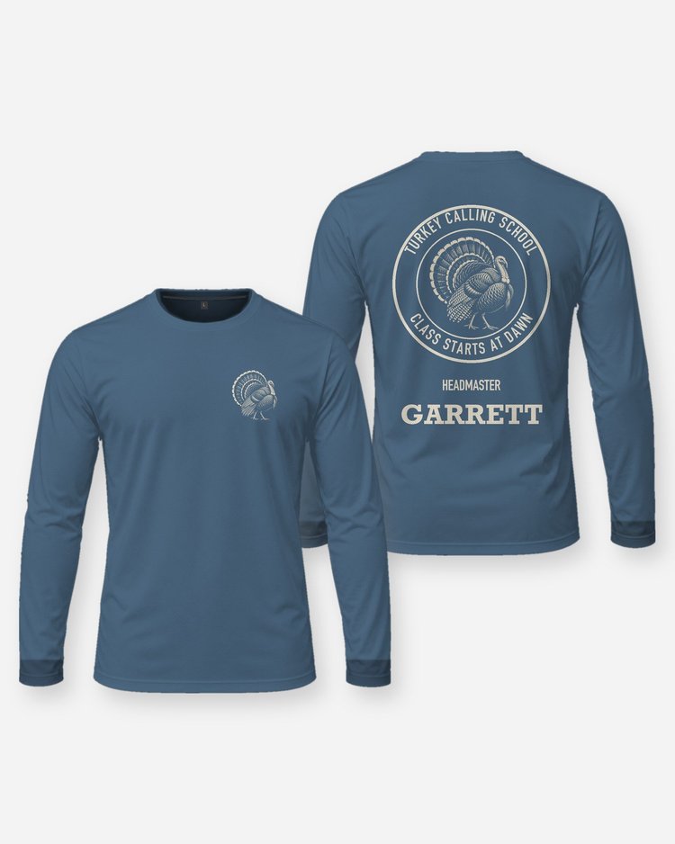 Turkey Calling School Headmaster Custom Name Hunting Shirt - Long Sleeve