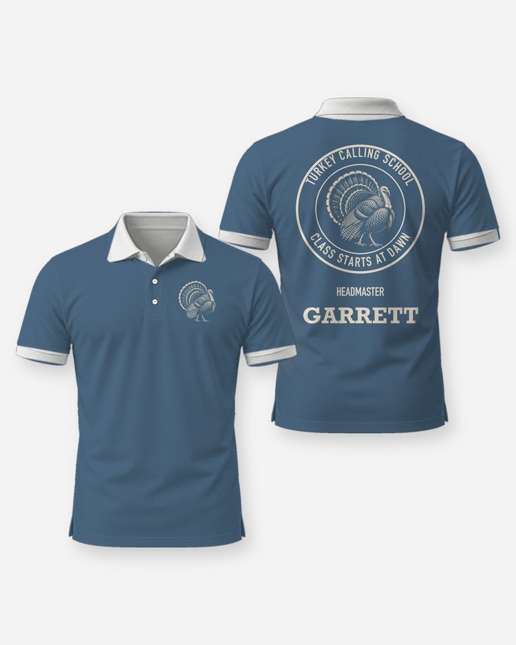 Turkey Calling School Headmaster Custom Name Hunting Shirt - Polo