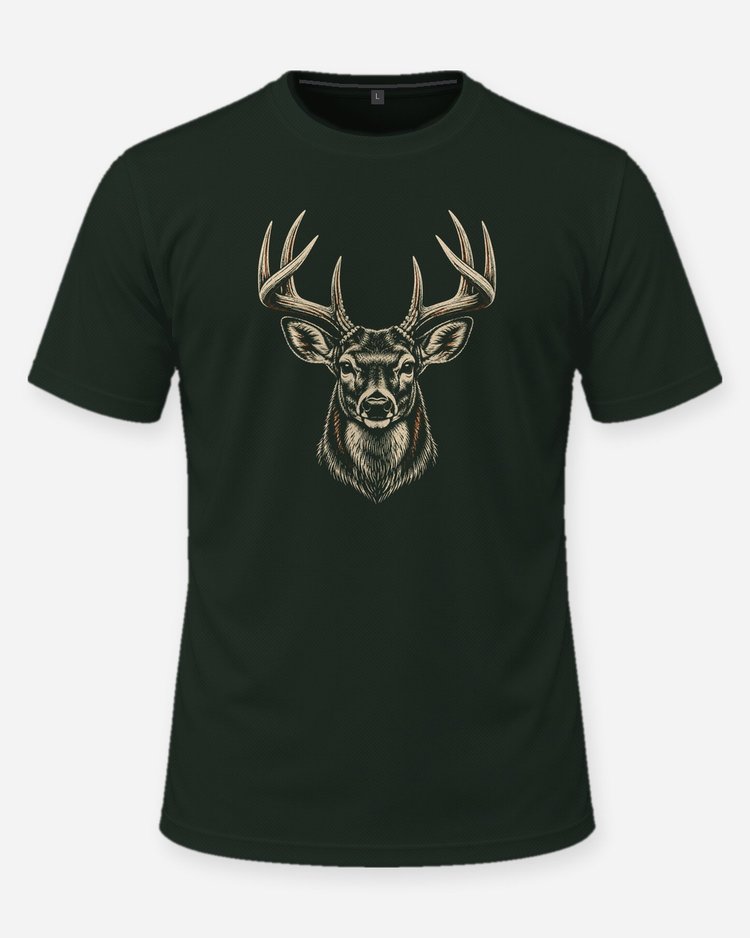 Hunting Camp Rules Whitetail Woodcut Deer Hunting Shirt - front